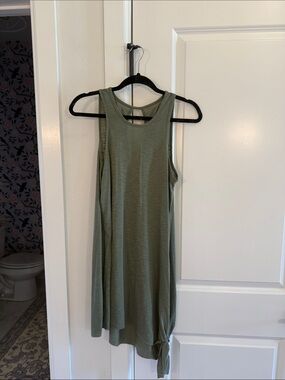 BECCA Olive Green Sleeveless Tie-Hem Mini Dress Swim Cover Up M